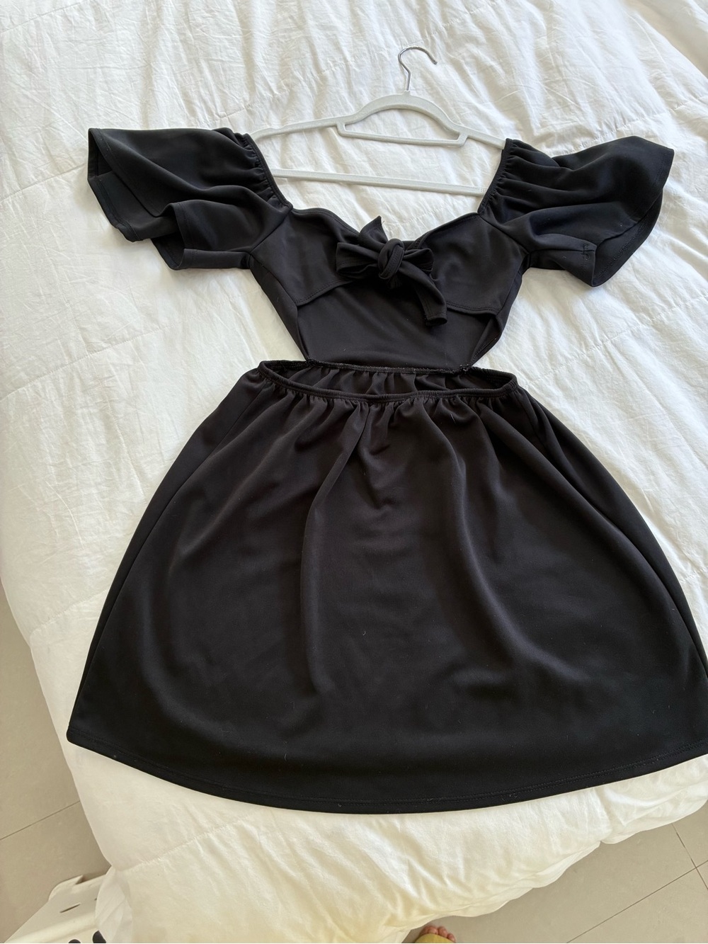 Altar'd State Black Off-Shoulder Tie-Front Mini Dress